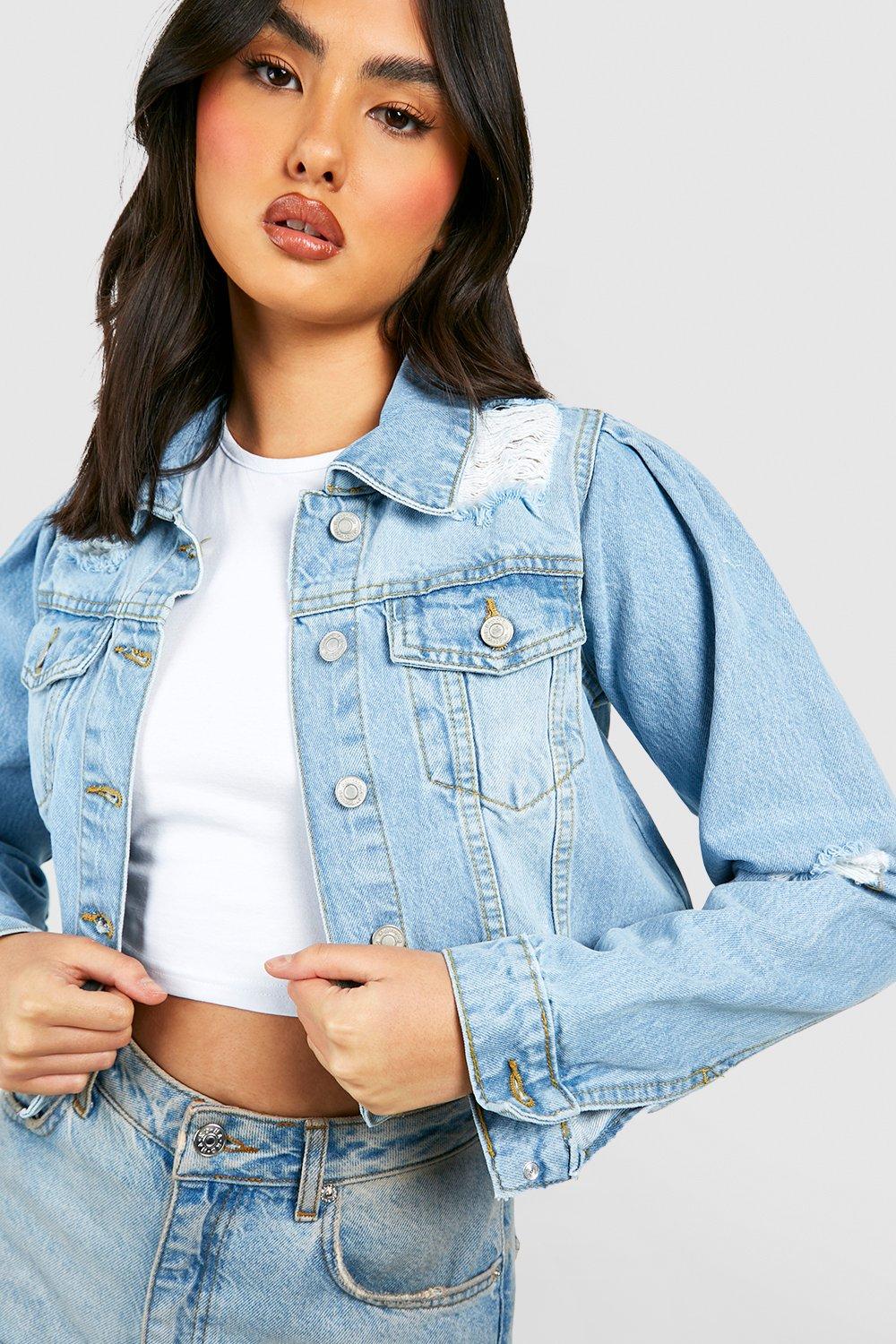 Denim jacket with 2025 puff shoulders